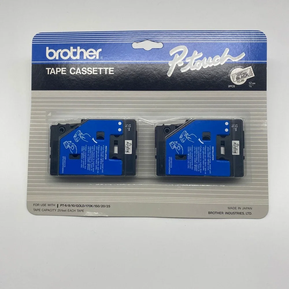 Brother P Touch Black Lettering TC-00 1/2
